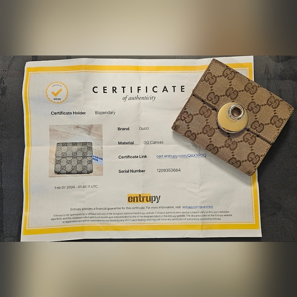 Gucci Medium Eclipse Canvas Leather Wallet Vintage with COA - Picture 6 of 6